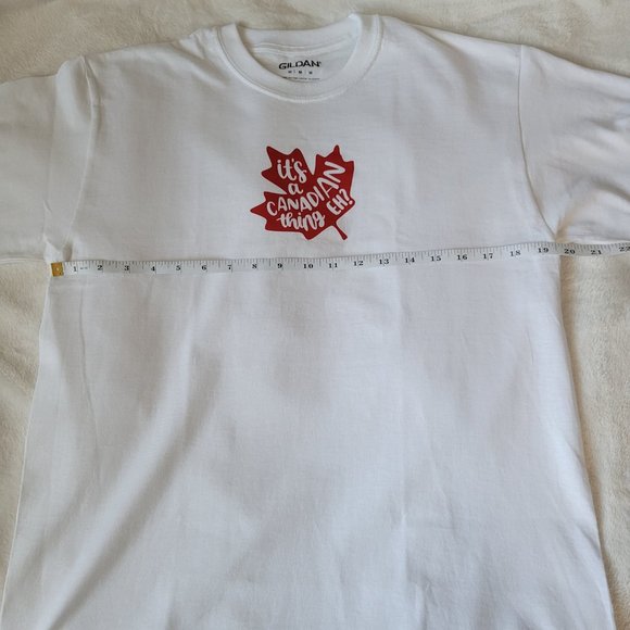 "It's A Canadian Thing, Eh?" Leaf Print Crew Neck T-Shirt - Picture 4 of 7